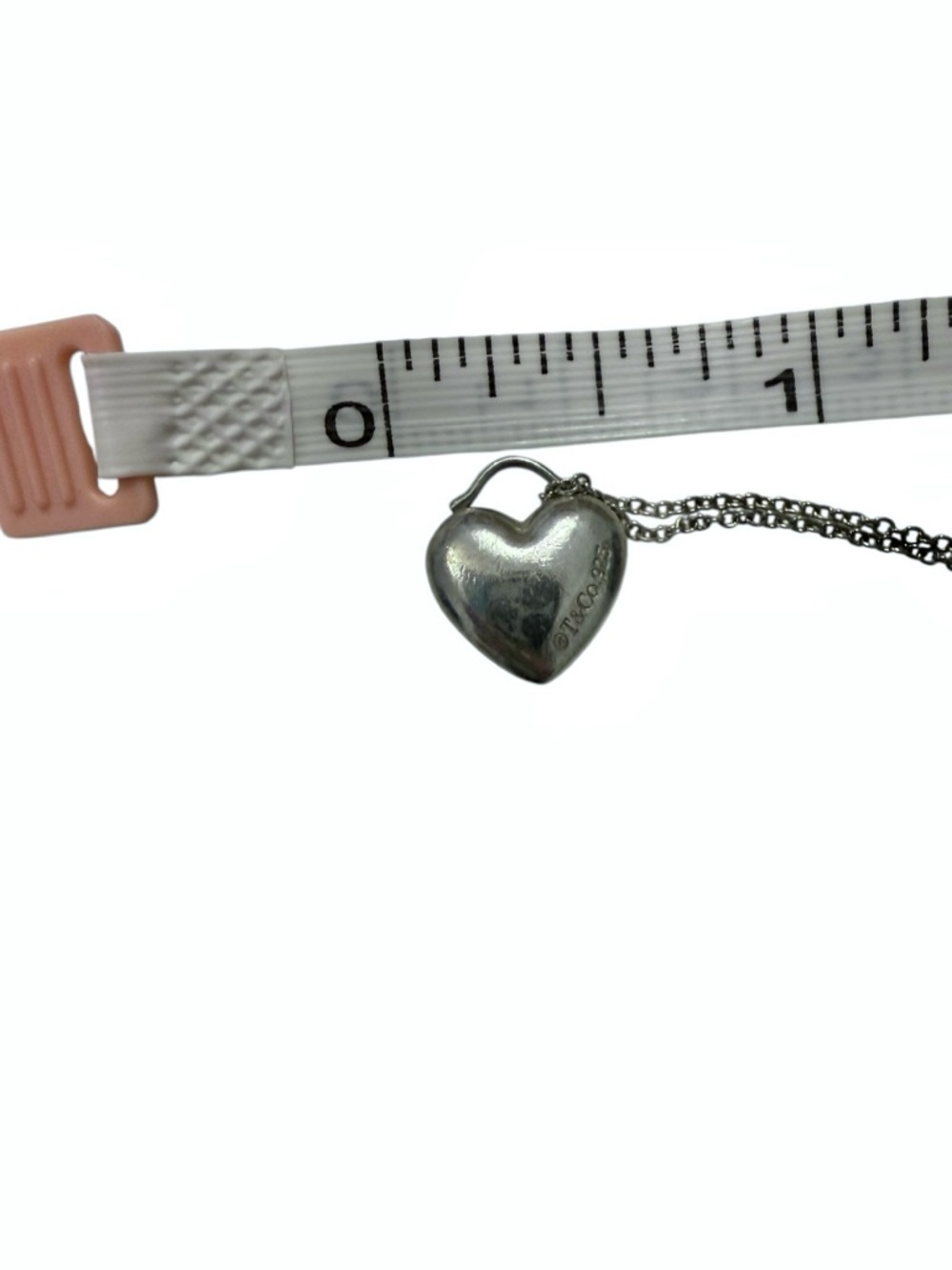 Tiffany & Co. Puff Heart 925 Sterling Silver Pendant Necklace - Vintage (90s) - Picture 6 of 11